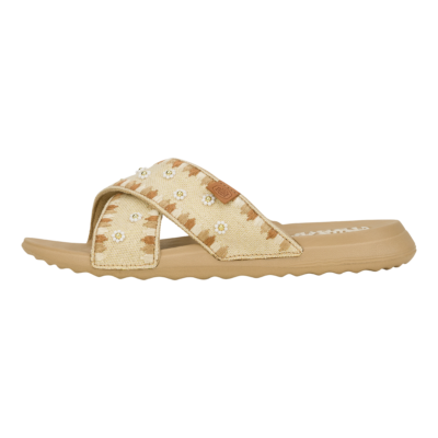 Christi Slide  Embroidered – Tan